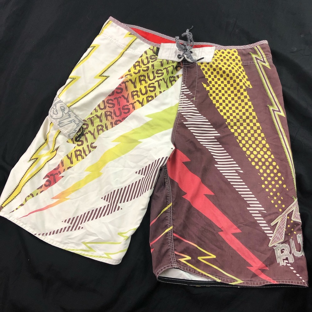 Rusty Men’s Board Shorts Swim Brown Yellow XL